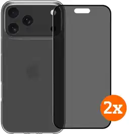 Coolblue BlueBuilt Back Cover iPhone 17 Pro Max Transparant + Privacy Screenprotector Duo Pack aanbieding