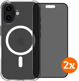 Coolblue BlueBuilt Protective Cover met MagSafe iPhone 16 + Privacy Screenprotector Duo Pack aanbieding