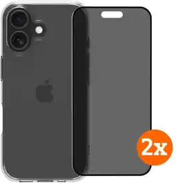 Coolblue BlueBuilt Protective Back Cover iPhone 17 Transparant + Privacy Screenprotector Duo Pack aanbieding