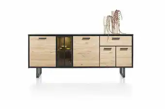 Henders & Hazel Avalon, Dressoir 200 Cm. - 4-Deuren + 1-Lade + 1-Glasdeur (+ LED) - Natural aanbieding