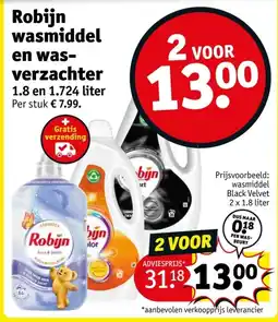 Kruidvat Robijn wasmiddel en was- verzachter aanbieding