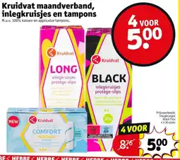 Kruidvat Kruidvat maandverband, inlegkruisjes en tampons aanbieding
