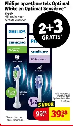 Kruidvat Philips opzetborstels Optimal White en Optimal Sensitive aanbieding