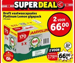 Kruidvat Dreft vaatwascapsules Platinum Lemon gigapack aanbieding