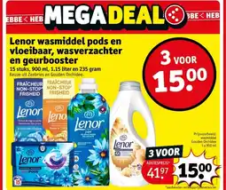 Kruidvat Lenor wasmiddel pods en vloeibaar, wasverzachter en geurbooster aanbieding