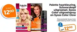 Trekpleister Palette haarkleuring, Schwarzkopf uitgroeiset, Syoss Color uitgroeispray en Syoss Color Glow aanbieding