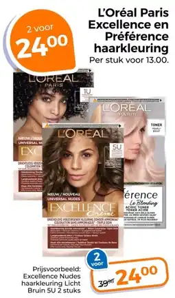 Trekpleister L'Oréal Paris Excellence en Préférence haarkleuring aanbieding