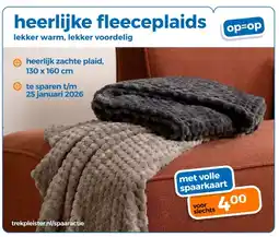Trekpleister heerlijke fleeceplaids lekker warm, lekker voordelig aanbieding