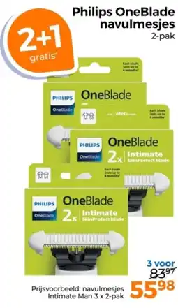 Trekpleister Philips OneBlade navulmesjes aanbieding