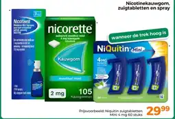 Trekpleister Nicotinekauwgom, zuigtabletten en spray aanbieding