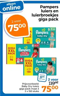 Trekpleister Pampers luiers en luierbroekjes giga pack aanbieding