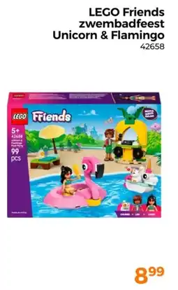 Trekpleister LEGO Friends zwembadfeest Unicorn & Flamingo aanbieding