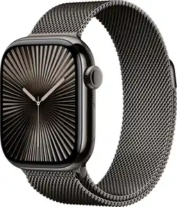 Coolblue Apple Watch Series 10 4G 42mm Titanium Zwart Milanese Band aanbieding