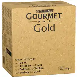 Zooplus 96x85g Gold Zachte Hapjes in Saus: Rund, Kip & Lever, Zalm & Kip Kalkoen & Eend Gourmet Kattenvoer aanbieding