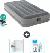 Bol.com Intex Luchtbed - 1-Persoons - 99 x 191 x 30 cm - Grijs - Inclusief pomp - Hoeslaken en Reparatieset aanbieding