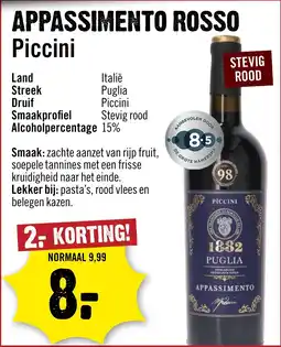Dirck 3 Appassimento Rosso Piccini aanbieding