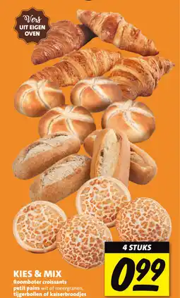 Boni Roomboter croissants petit pains wit of meergranen, tijgerbollen of kaiserbroodjes aanbieding