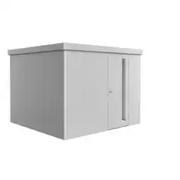 Praxis Biohort Metalen Tuinhuis Neo - Zilver Metallic - 292x292cm - Enkele Deur aanbieding