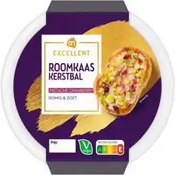 Albert Heijn AH Excellent Roomkaas kerstbal pistache cranberry aanbieding