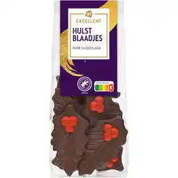Albert Heijn AH Excellent Hulstblaadjes pure chocolade aanbieding