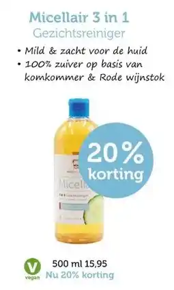 De Rode Pilaren Micellair 3 in 1 Gezichtsreiniger aanbieding