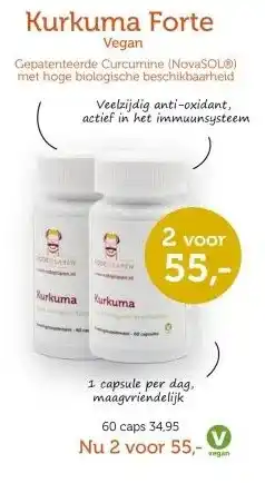 De Rode Pilaren Kurkuma Forte Vegan aanbieding