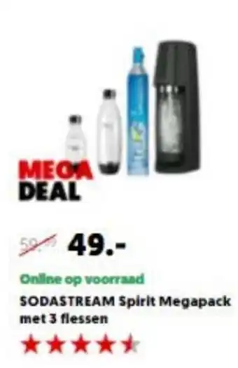 MediaMarkt SodaStream Spirit megapack met 3 flessen aanbieding