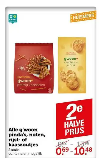 Coop Alle G'woon Pinda's, Noten, Rijst- Of Kaazoutjes aanbieding