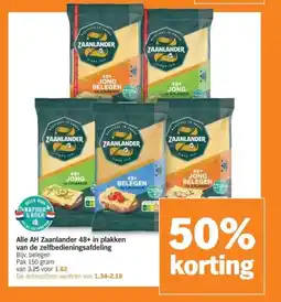 Albert Heijn Alle AH Zaanlander 48+ in plakken van de zelfbedieningsafdeling aanbieding