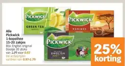 Albert Heijn Alle Pickwick 1-kopsthee 15-20 zakjes aanbieding