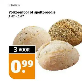 Poiesz Volkorenbol Of Speltbroodje aanbieding