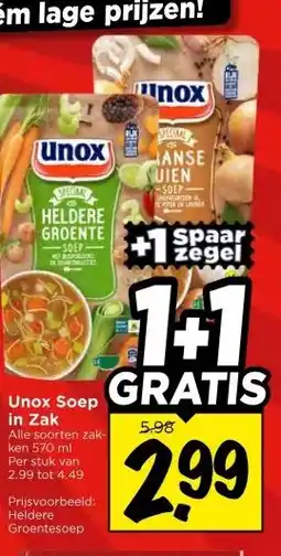 Vomar Voordeelmarkt Unox Soep in Zak aanbieding