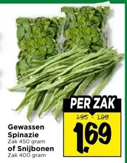 Vomar Voordeelmarkt Gewassen Spinazie of Snijbonen aanbieding