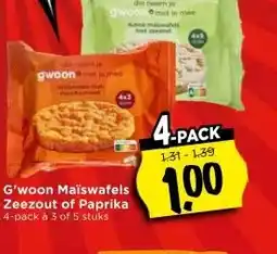 Vomar Voordeelmarkt G'woon Maïswafels Zeezout of Paprika aanbieding