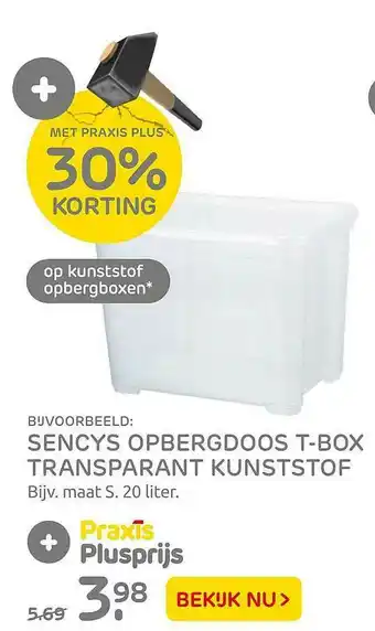 Praxis Sencys Opbergdoos T-Box Transparant Kunststof 30% Korting aanbieding