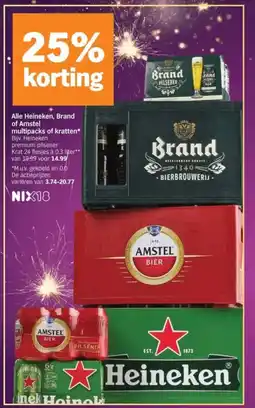 Albert Heijn Alle Heineken, Brand of Amstel multipacks of kratten aanbieding