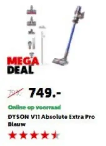 MediaMarkt Dyson V11 Absolute Extra Pro Blauw aanbieding