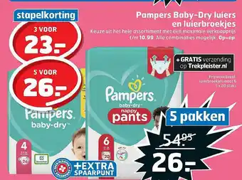 Trekpleister Pampers Baby-Dry Luiers En Luierbroekjes aanbieding