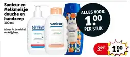 Kruidvat Sanicur en Melkmeisje douche en handzeep aanbieding