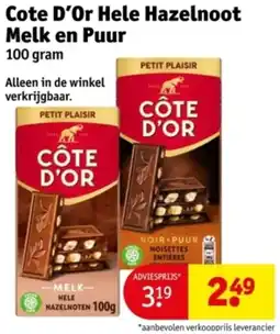Kruidvat Cote D'Or Hele Hazelnoot Melk en Puur aanbieding