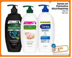 Trekpleister Sanex en Palmolive douchepomp aanbieding