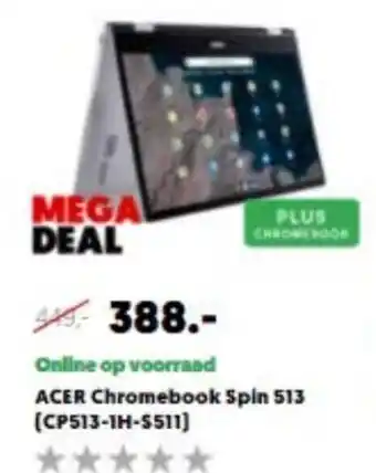 MediaMarkt ACER CHROMEBOOK Spin 513 (CP513-1H-S511) aanbieding