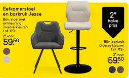Leen Bakker Eetkamerstoel en barkruk Jesse aanbieding