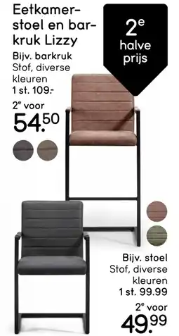 Leen Bakker Eetkamer- stoel en bar- kruk Lizzy aanbieding