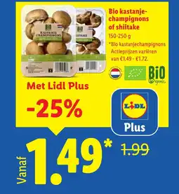 Lidl Bio kastanje champignons of shiitake aanbieding