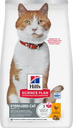 Pets Place Hill's Young Adult Sterilised - Kattenvoer - Kip 15 kg aanbieding