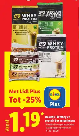 Lidl Healthy fit whey en protein bar assortiment aanbieding