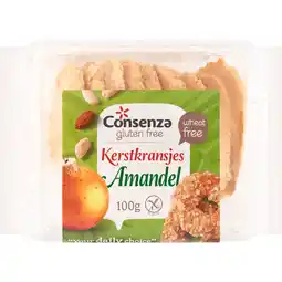 Jumbo Consenza Gluten Free Kerstkransjes Amandel 100g aanbieding