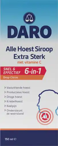 Etos Daro Alle Hoest Siroop Extra Sterk Met Vitamine C 150 ML aanbieding
