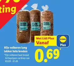 Lidl Alle volkoren lang lekker hele broden aanbieding